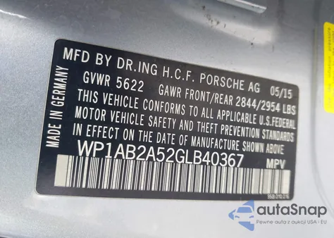 2016 Porsche Macan S из США, поврежденный, VIN WP1AB2A52GLB40367